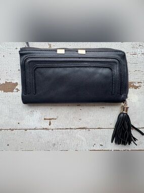 Danier Black Zip-Around Tassel Wallet